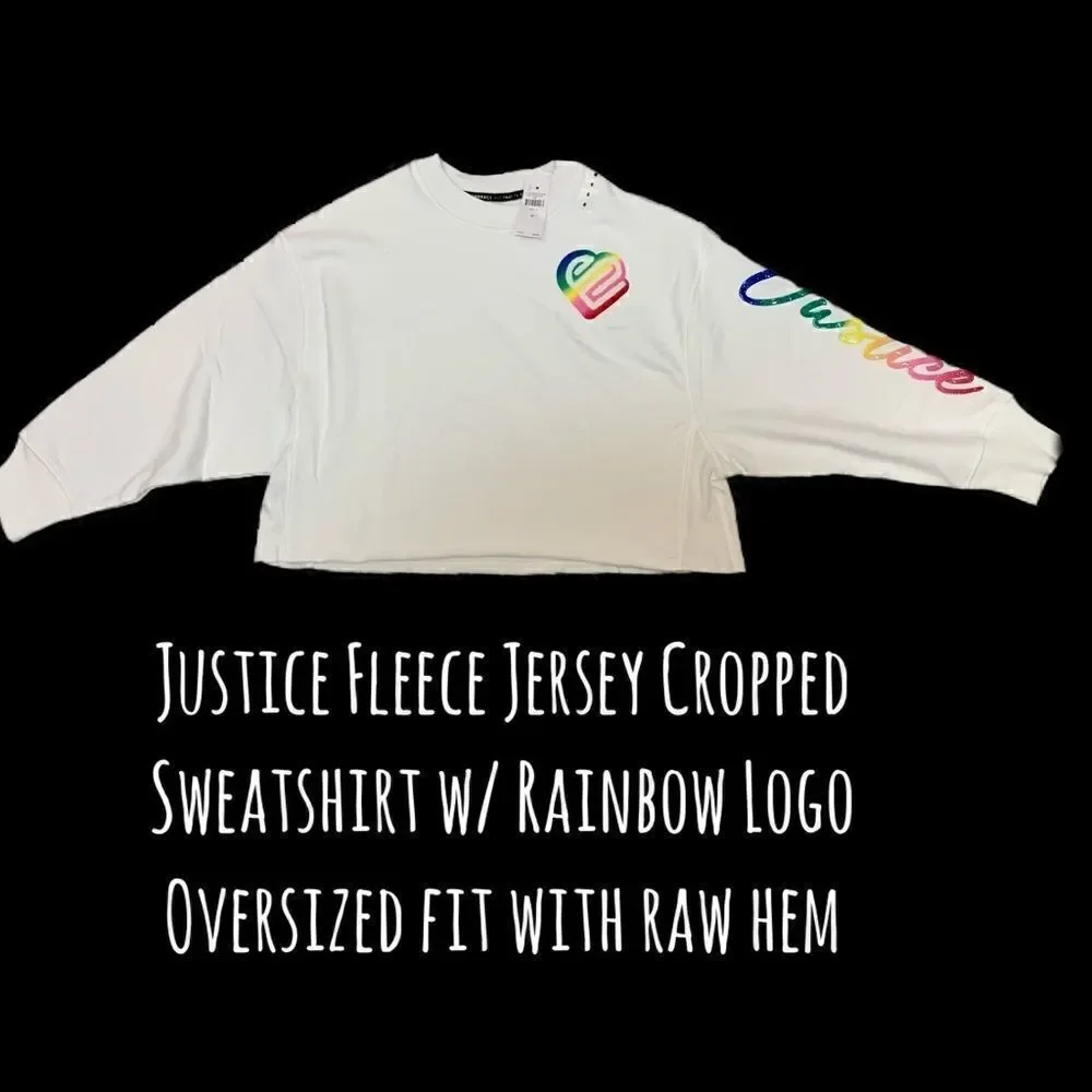 NWT MFleece Jersey Cropped Sweatshirt w/ Rai…